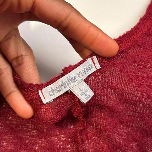 Vintage red knit poncho Maxi cardigan with size split details size L‎ - Picture 7 of 7